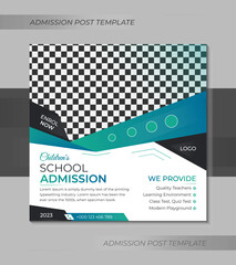 School admission social media post and web banner design template 2023