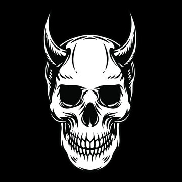 skull on black with horn