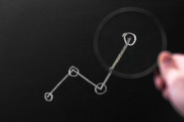 Research and devolopmant concept .Businessman making analysis by examining graph.