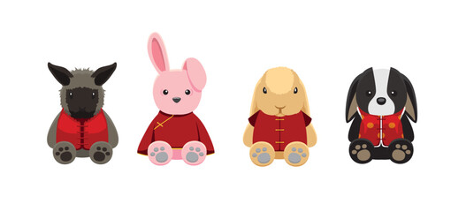 Rabbit Chinese New Year Clothes Cartoon Vector Character