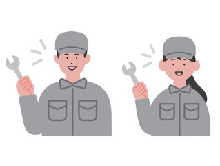 工具を持った作業員のイラスト