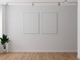 two art frame mockups in the exhibition room