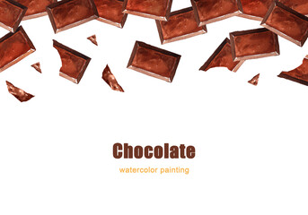 水彩で描いたチョコレートのフレーム