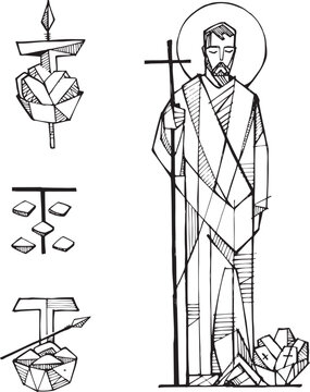 Hand drawn illustration of Saint Philip.