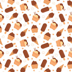 Chocolate Seamless Pattern Design with Choco Decoration in Template Hand Drawn Cartoon Illustration