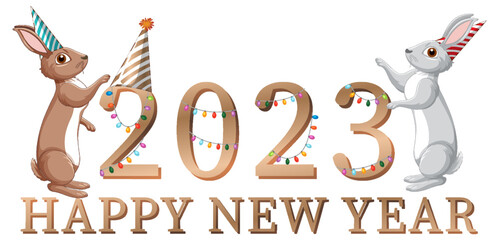 Happy New Year 2023 text for banner design
