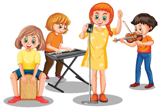 Kids music band cartoon character