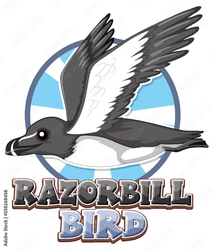 Poster razorbill bird logo with carton character