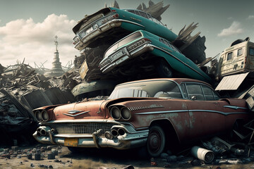 A car junk yard - Generative AI