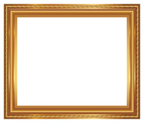 Gold photo frame with corner line floral picture frame isolated