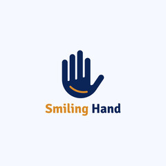 Simple hand logo with added smile shape.