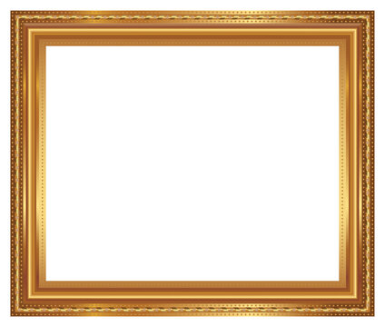 Gold photo frame with corner line floral picture frame isolated