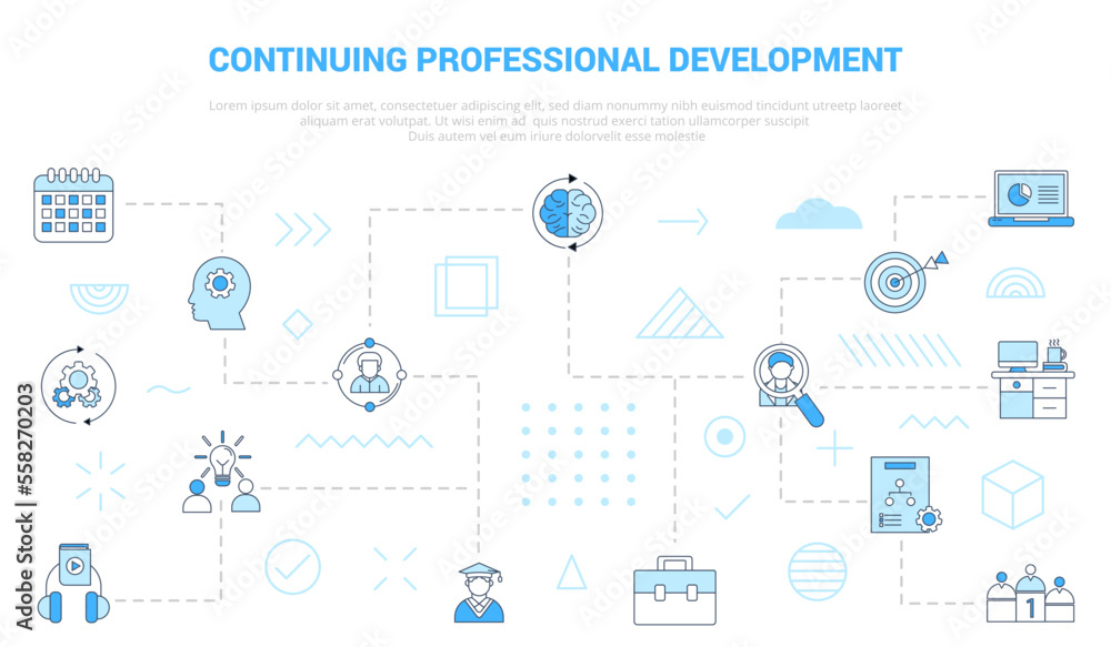 Poster cpd continous professional development concept with icon set template banner with modern blue color 