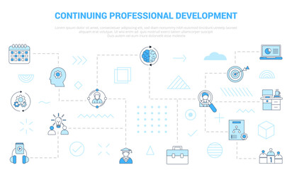 Fototapeta na wymiar cpd continous professional development concept with icon set template banner with modern blue color style