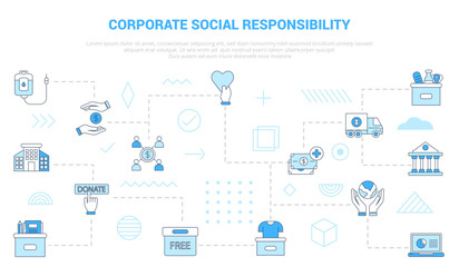 csr corporate social responsibility concept with icon set template banner with modern blue color style - obrazy, fototapety, plakaty