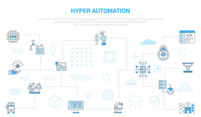 Fototapeta na wymiar hyper automation concept with icon set template banner with modern blue color style