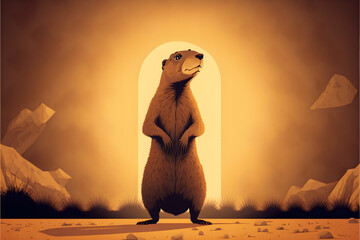 Groundhog Day background graphic design,  groundhog Day illustration 