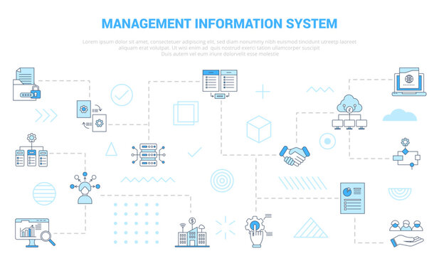 mis management information system concept with icon set template banner with modern blue color style