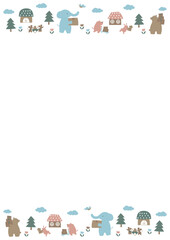 かわいい動物たちのお引っ越し　イラスト背景素材