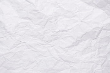 White crumpled paper texture background, clean white wrinkled paper, top view.