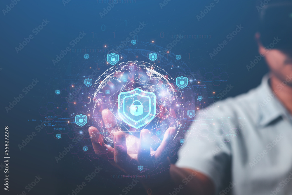 Poster high technology security protection concept. two-step verification, login, encrypted account identit