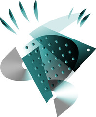 Abstract element in green and silver