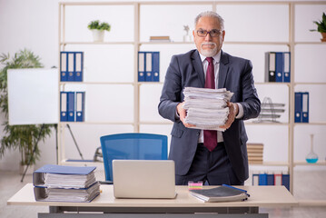 Old male boss working in the office