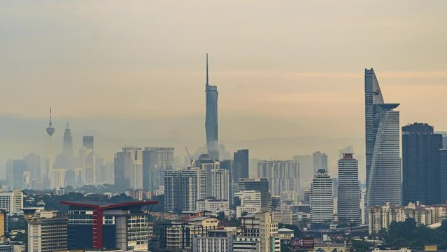 Time-lapse 4k UHD footage of cityscape of Kuala Lumpur, Malaysia in the morning