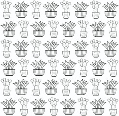 Organic Plants background pattern. Organic decorative home plants and tropical plants background pattern. Hand drawn abstract leaves pattern. Hand drawn seamless pattern. 