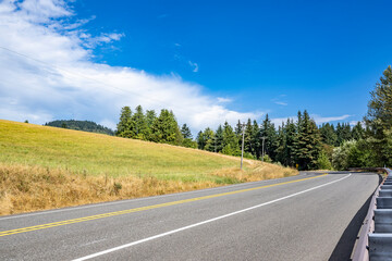 Local highway winding hillside road provides transport links in the Columbia Gorge region