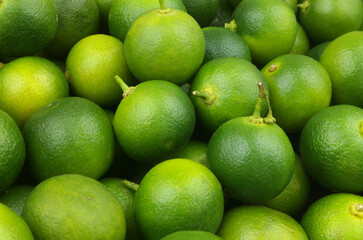 Close-up of many fresh green limes