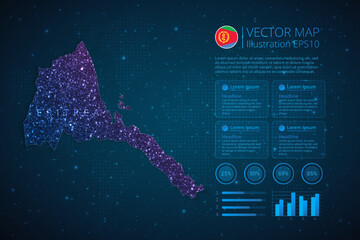 Eritrea map infographics template for diagram, graph, presentation and chart with abstract geometric mesh polygonal light concept on blue background. Vector Illustration EPS10.