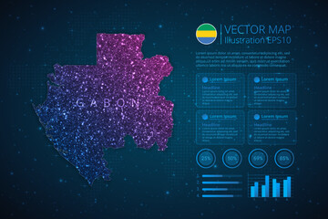Fototapeta na wymiar Gabon map infographics template for diagram, graph, presentation and chart with abstract geometric mesh polygonal light concept on blue background. Vector Illustration EPS10.