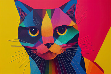 Fototapeta premium Low poly geometric of cat