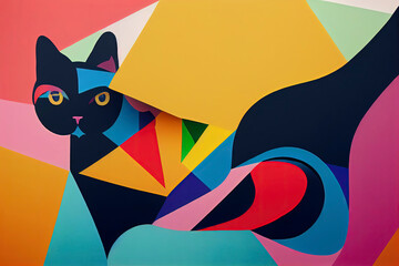 Low poly geometric of cat