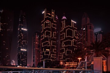 Cityscape of Dubai by night
