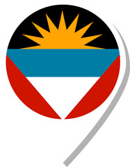Fototapeta premium Antigua and Barbuda flag check-in icon.