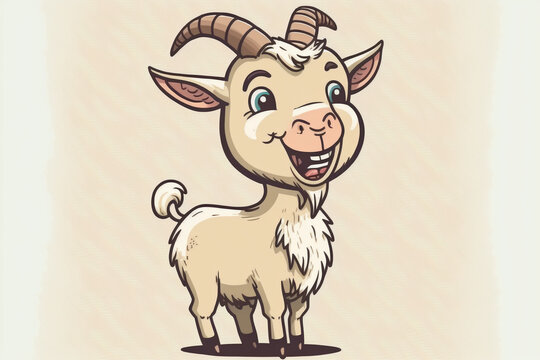 Cartoon goat for kids or designs. Generative AI.