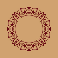 Decorative frame Elegant vector element for design in Eastern style, place for text. Floral golden and red border. Lace illustration for invitations and greeting cards