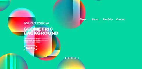 Colorful shiny and glossy circles abstract composition with light and shadow effects, geometric vector abstract background