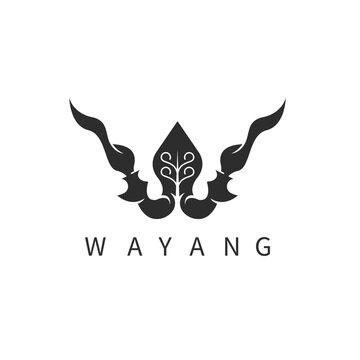 w letter for wayang,keris and gunungan concept design icon vector