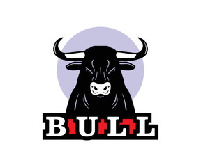 AMERICAN HORNED BULL LOGO, silhouette of great cattle face vector illustrations