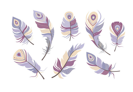 Boho Tribal Feathers Vector Illustration