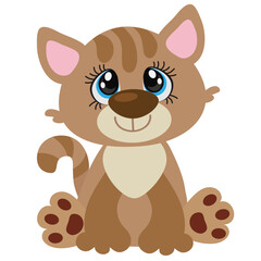 Cute sitting cat vector cartoon illustration