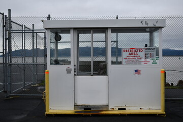Port of Astoria, security booth for cruise ship entry.