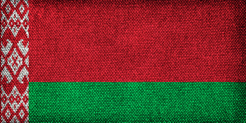 Flag of Belarus with the texture of rough fabric.