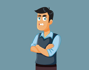 Upset Disappointed Man Complaining Vector Cartoon Illustration. Stressed person feeling angry and dissapointed 
