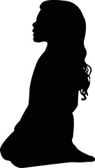 a girl kneeling down, body silhouette vector