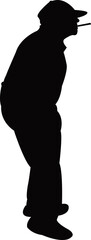 an old man body silhouette vector