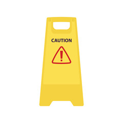 Caution Standing Board Flat Illustration. Clean Icon Design Element on Isolated White Background